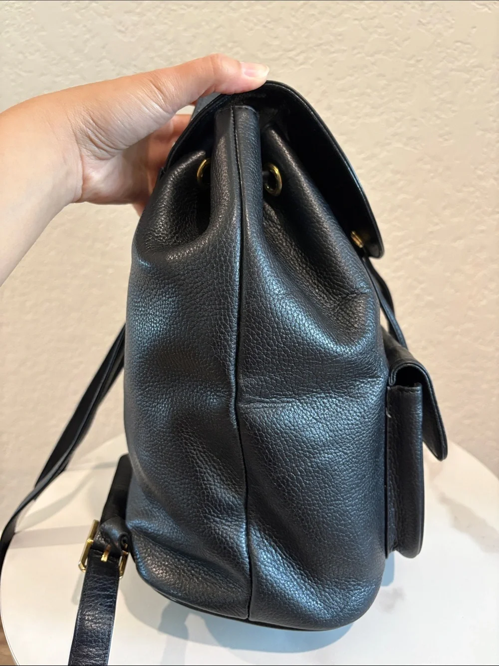 MCM Black Leather Backpack Made in Germany